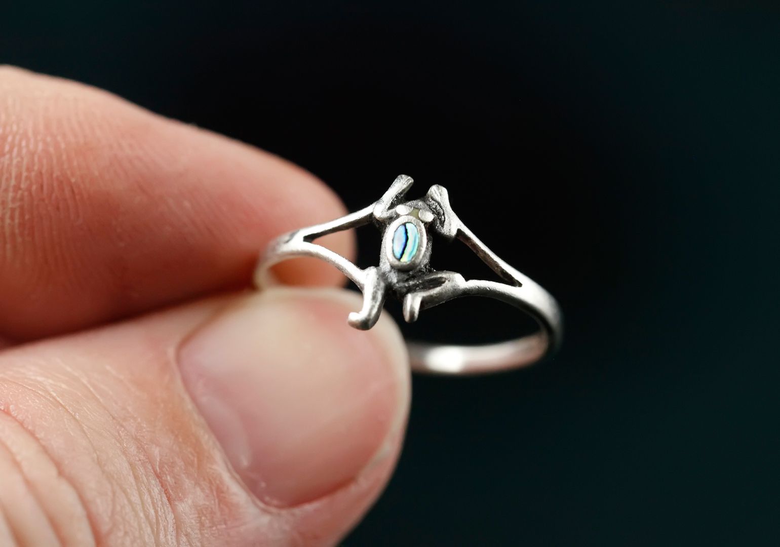 .925 Silver frog ring from the Galveston surf.