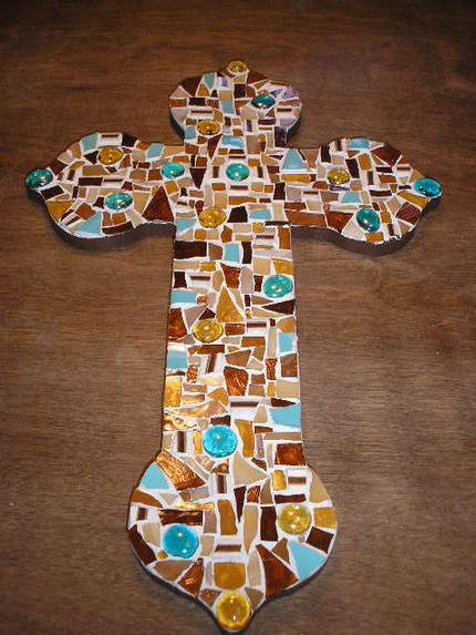 a commissioned mosaic - I enjoy making the crosses