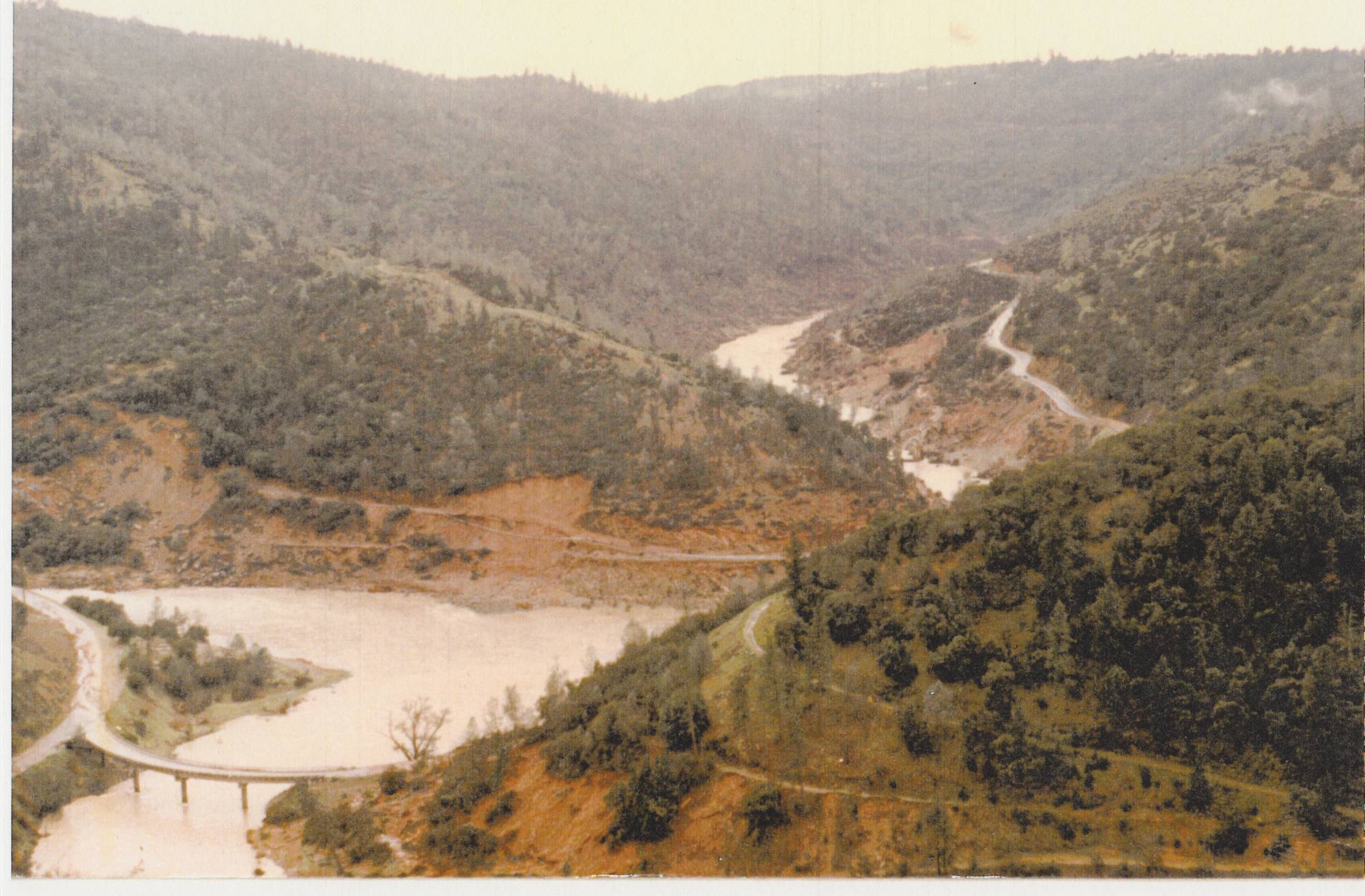 After the Cool Bridge and road hwy 49 was destroyed from the 1964 flood Confluence of the American River