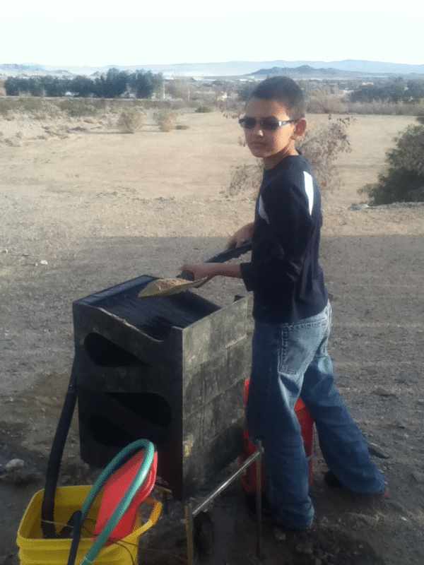 Alex processing dirt he got from Ken Borman