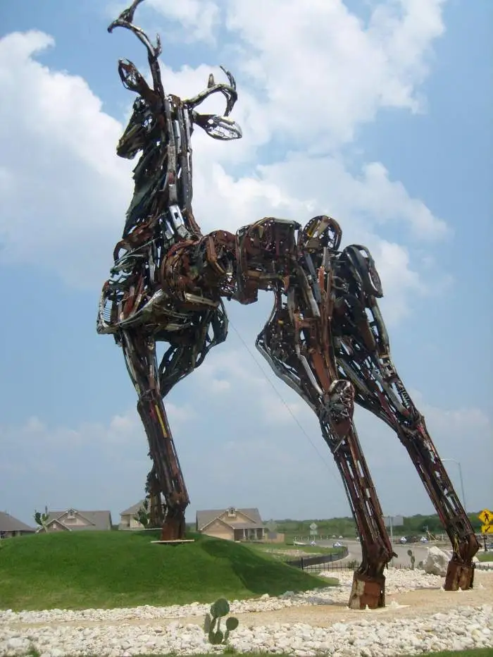 Auto Deer - well like they say...everything is big in Texas. this deer made of car parts stands over 50ft. tall. its a centerpiece to a new sub-divisi