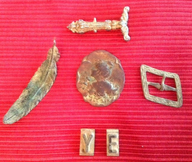 Awesome finds all found same week.  The printing press letters found at site of old church appropriately spell "YE"!!!