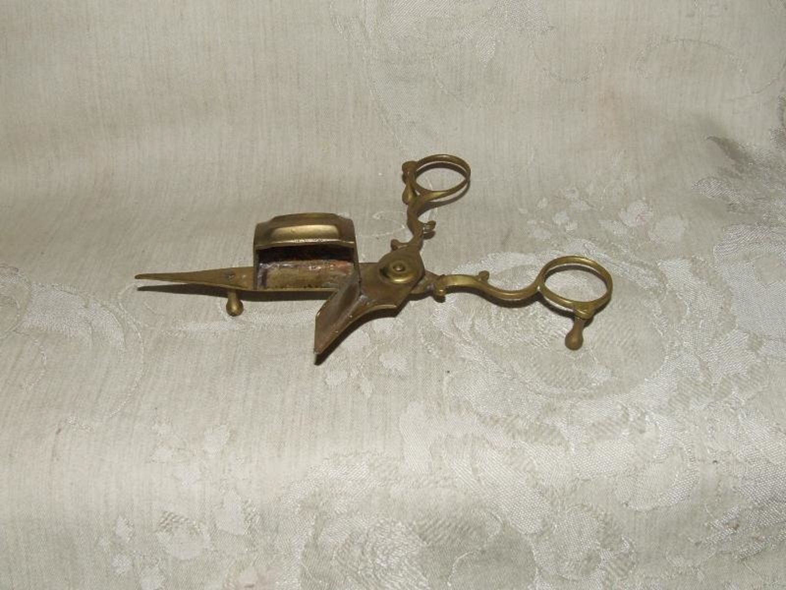 Brass Candle Snuffer Wick Trimmer Scissors - Intact example