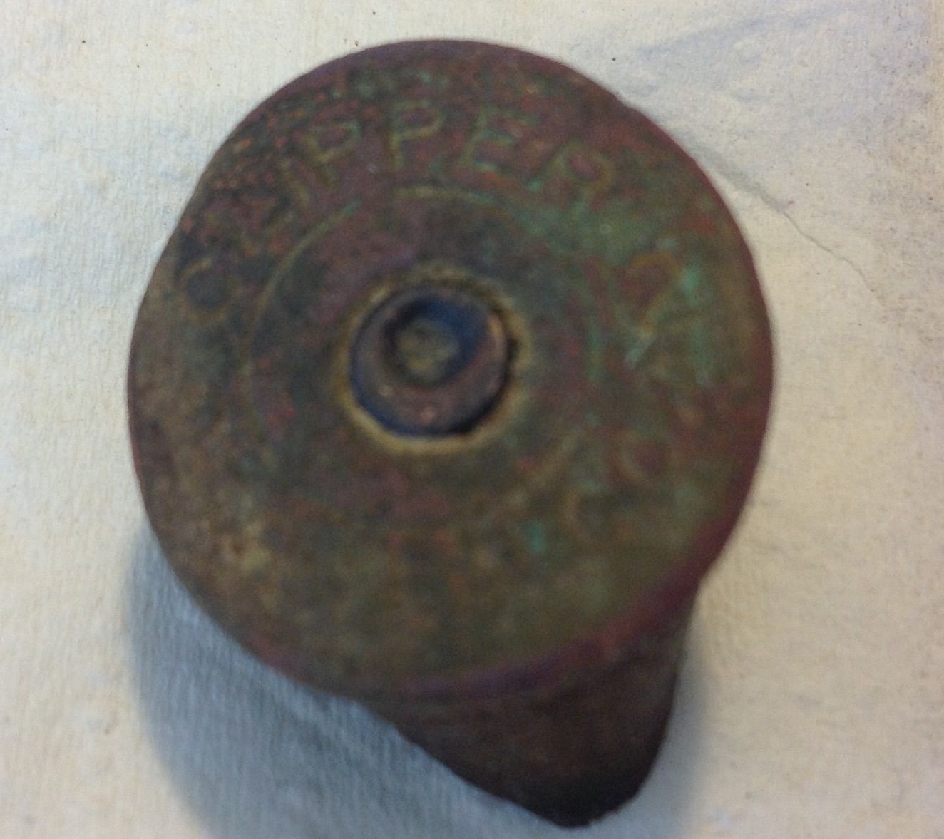 Clipper 12 Gauge Headstamp
Early 1900s
Found 05/04/15
Columbus, Ms.