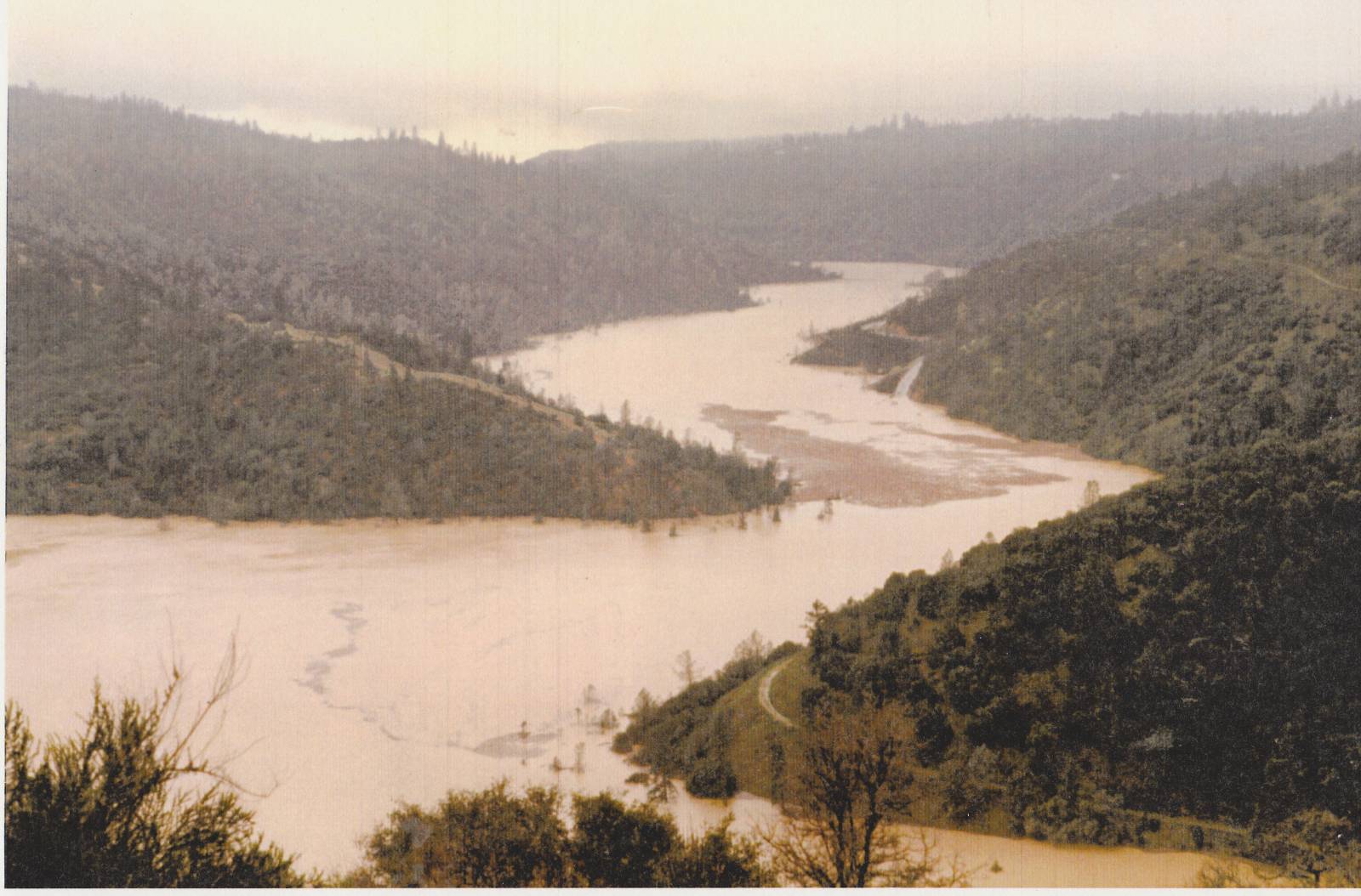 During the flood when the Cool Bridge and road hwy 49 was destroyed in the 1964 flood Confluence of the American River