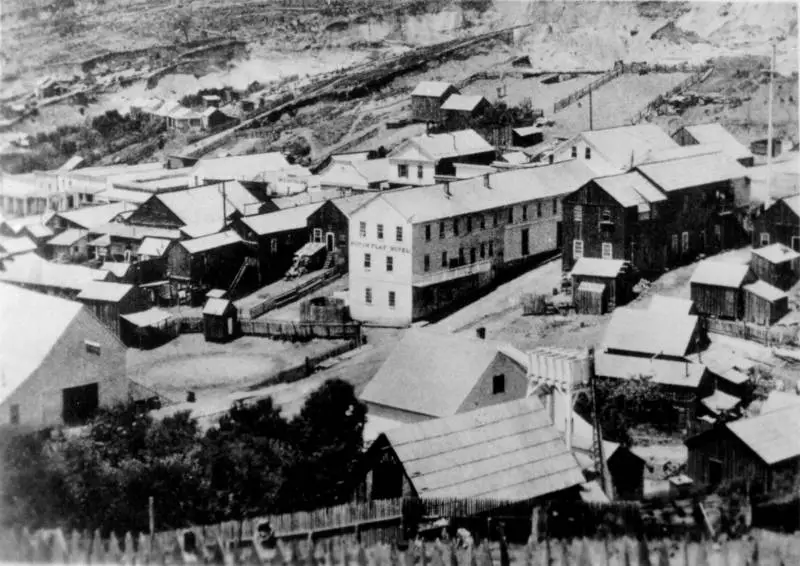 Dutch Flat before hydraulic mining took the hill behind the town