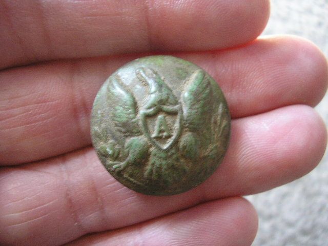 Eagle "A" Coat Button - Very Large Coat button I recovered at the Campsite during Spring 2010