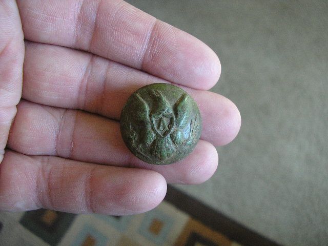 Eagle "A" Coat Button - Very Large Coat button I recovered at the Campsite during Spring 2010