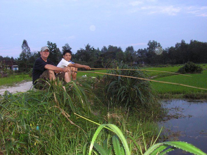 fishing the rice fields near danang