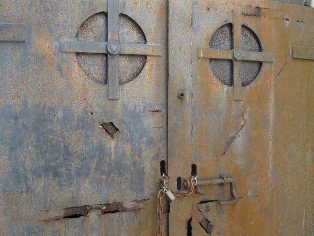 Fort Travis - Old Steel doors at the Fort in Bolivar.