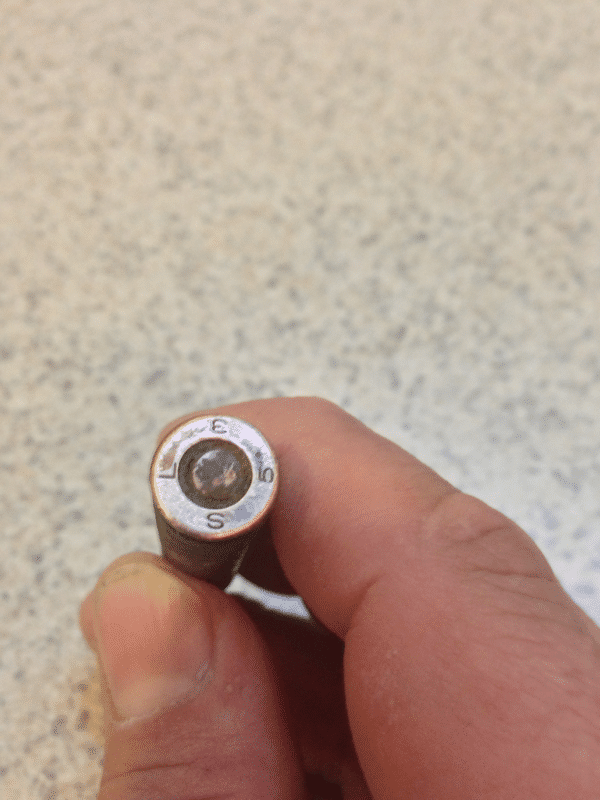 Found 130 of these in one four foot circle. No bullets but the primers don't look like they've been hit. Weird.