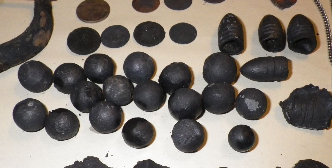 FOUND IN WATERS OFF OF A REV WAR/CW FORT SITE - MUSKETBALLS & MINIE BALLS
ONE IS FROM A SHARPS RIFLE