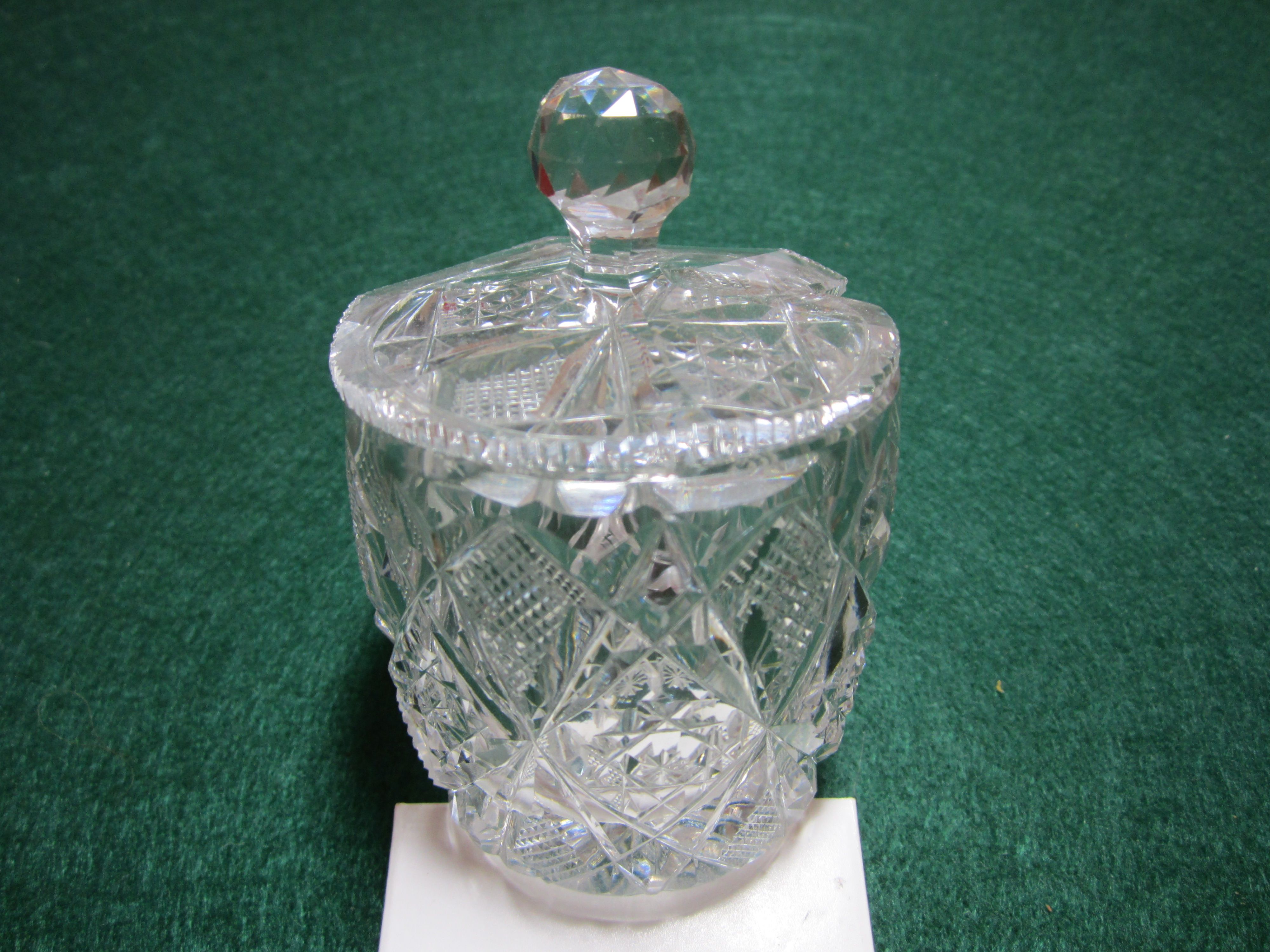 Hawkes Mustard Jar. American Brilliant Period Cut Glass c. 1890-1905