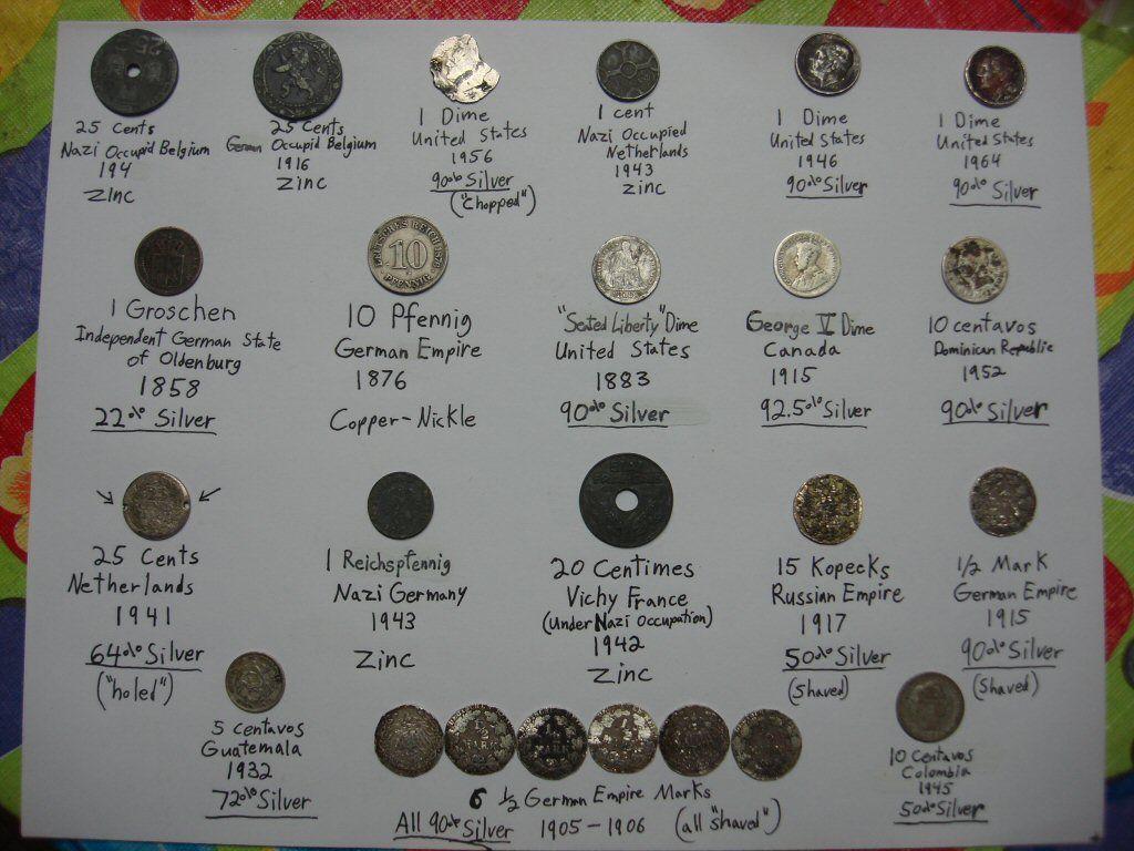 Hoard of International and Domestic silver coins all from mid 1800's - mid 1900's. Special Note Silver Coins: key-date 1915 George V Dime, 1883 Seated