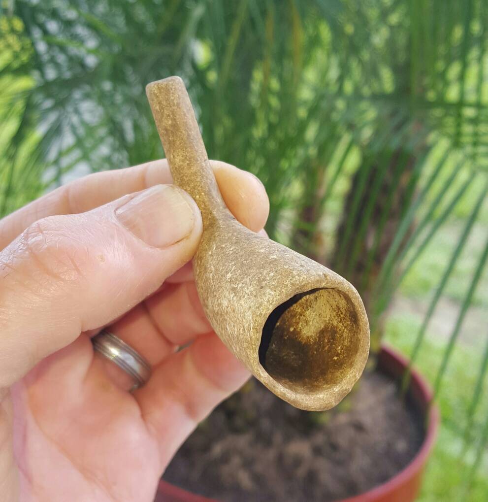 I found this intact kaolin pipe washed up on a sandbar of a local river.  Mid-1700s.