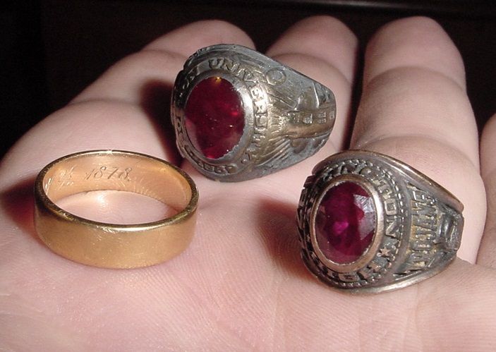 JULY 8TH - CAPE
1940 CLASS RING 
1974 CLASS RING 
1878 WEDDING BAND