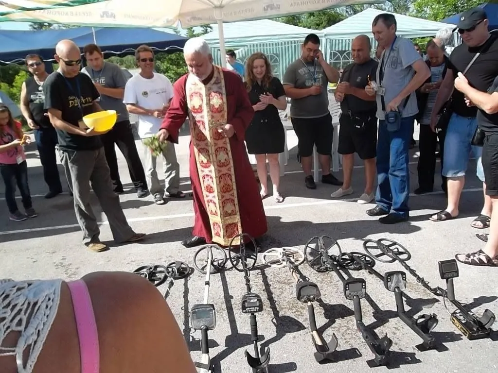 Metal detecting fest in Bulgaria, he is blessing the metal detectors