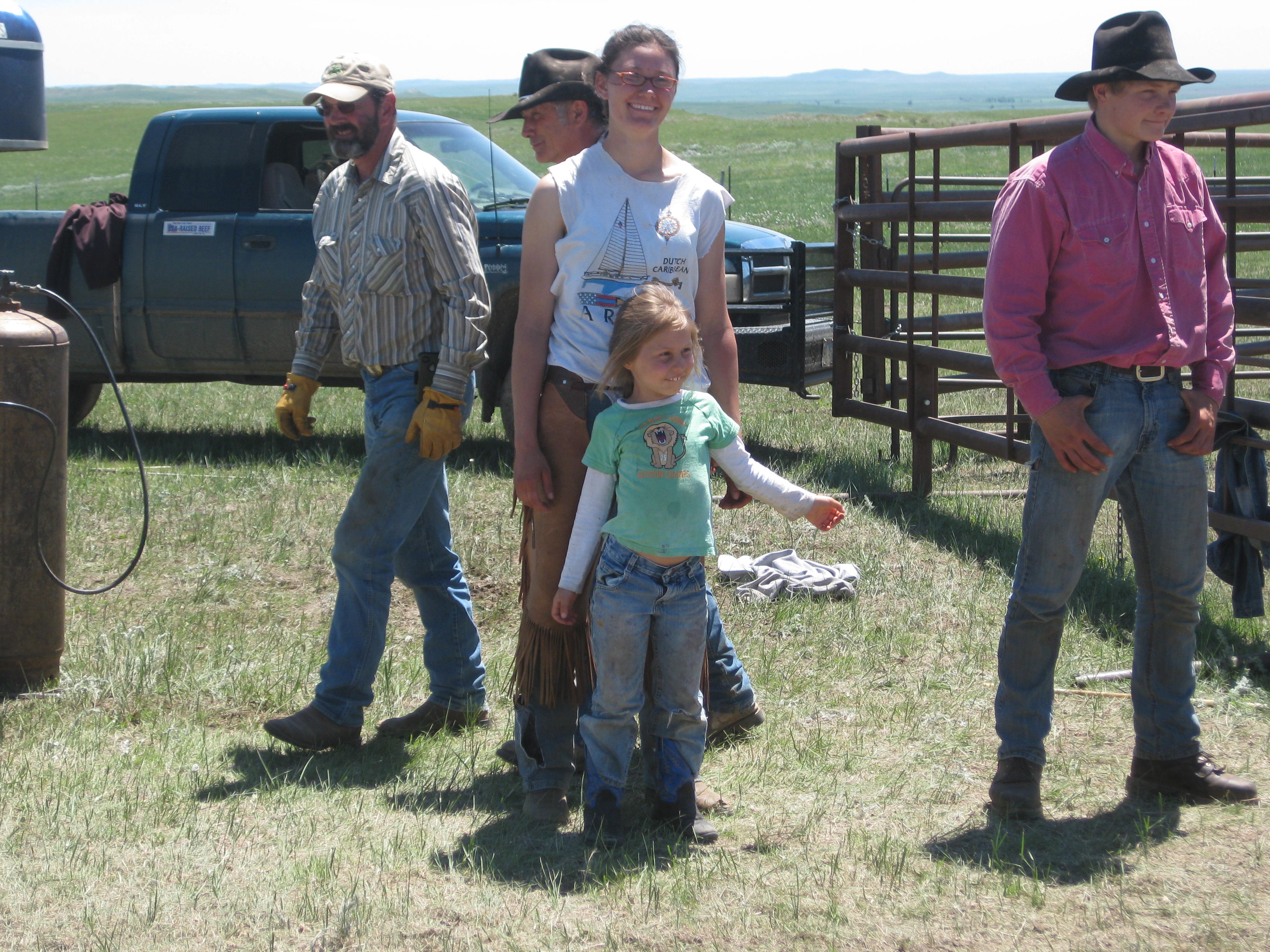 More smiles while they are waiting for a roped calf to come by.