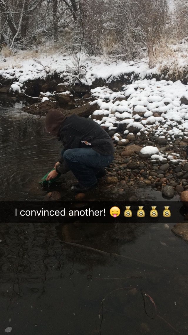 My buddy Matt doing his first pan. Had 3 colors in it.