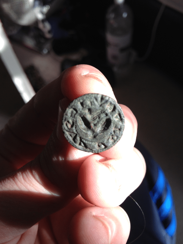 Nice medieval seal matrix I think the picture is a duck over two leaves