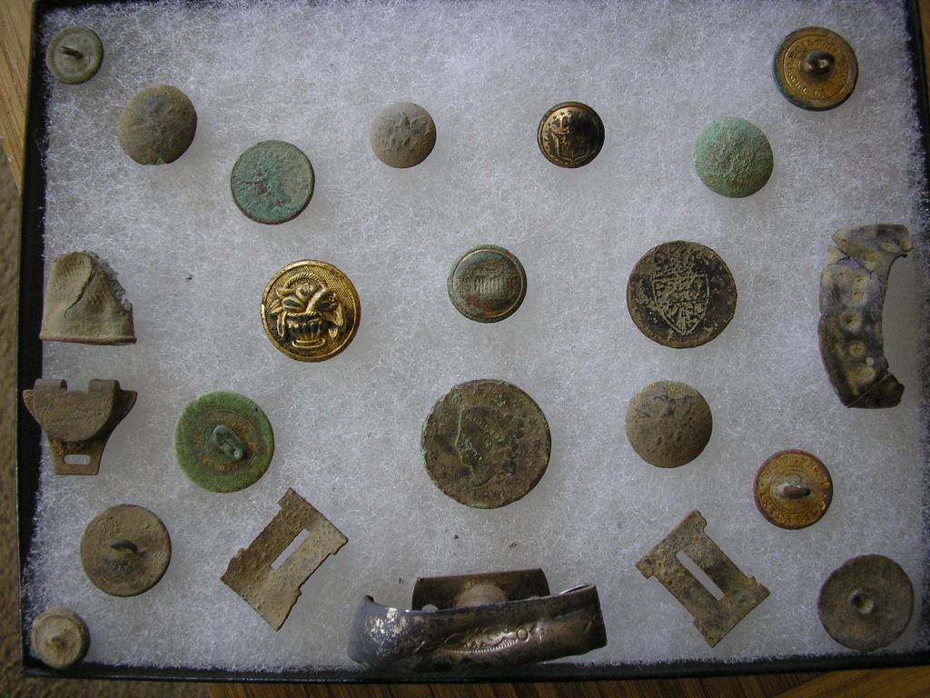 October 6th, 2010 - Group Shot:  N.M.A. Button, 1783 KGIII Gold Half-Guinea Forgery, 181? Matron Head Large Cent etc.