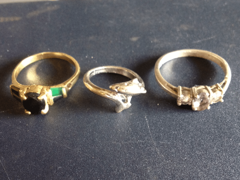 Rings #49,50,51, gold plated,  junk toe dolphin, .925 with amethyst and white sapphire