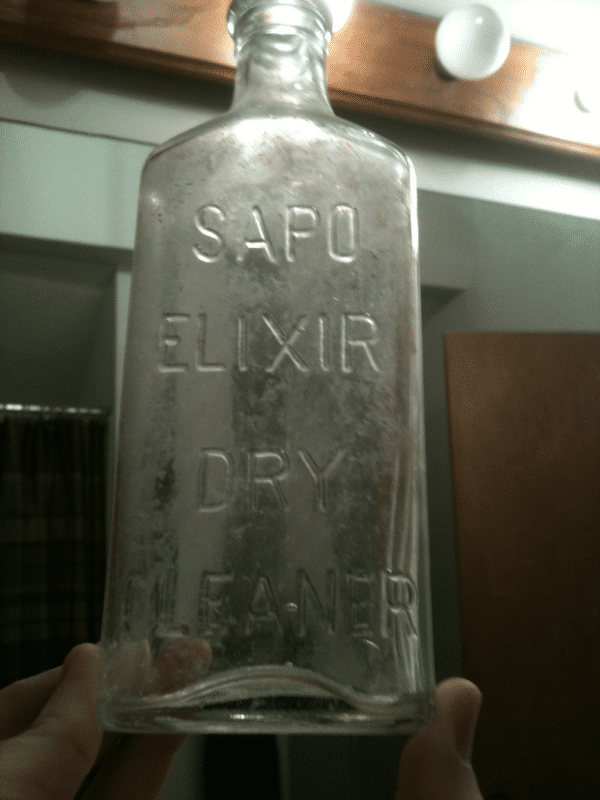 Sapo Elixar Dry Cleaner bottle found in a San Antonio Dump