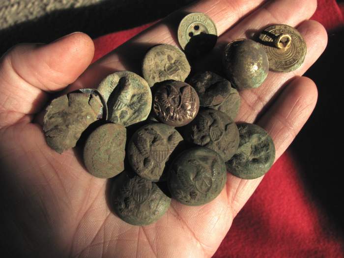 Several birds in the hand...."EAGLES" - I dug these buttons on April 13, 2011 off a section of property at a new site I acquired.