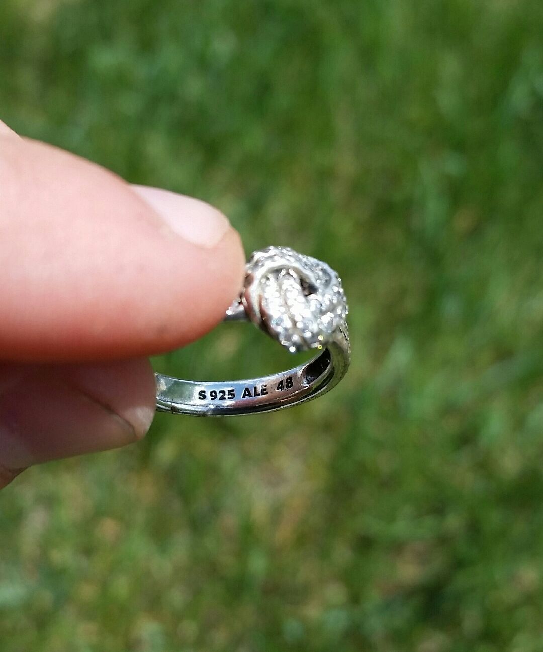 Silver Pandora ring. Metal detecting find on Ken and Kerena's yard. August 2019