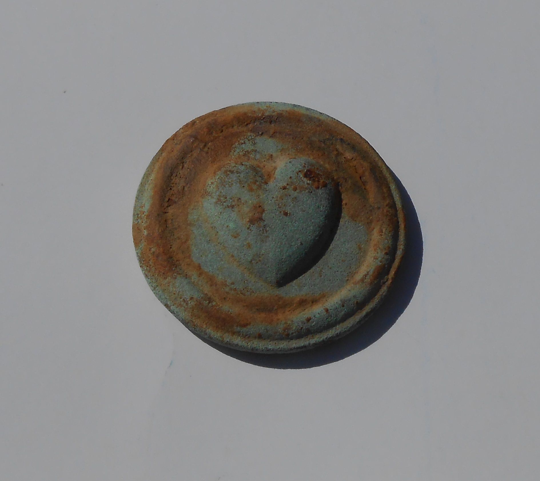 This brass heart rosette was dug on 10-24-16 near a large U.S. Civil War camp.