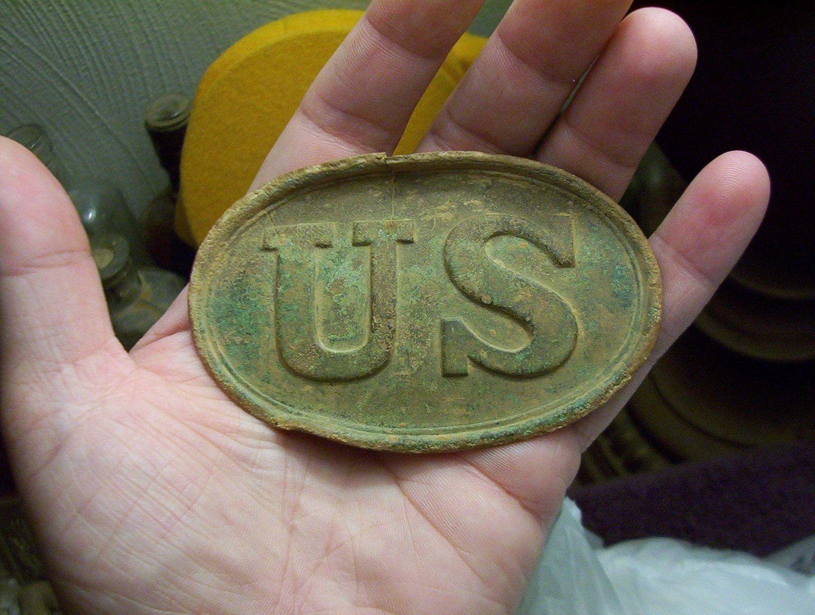 U.S. Boxplate - This is a real nice box plate with a pretty woodland patina on it.  I found this here in Virginia about 3 years ago and was happy as t