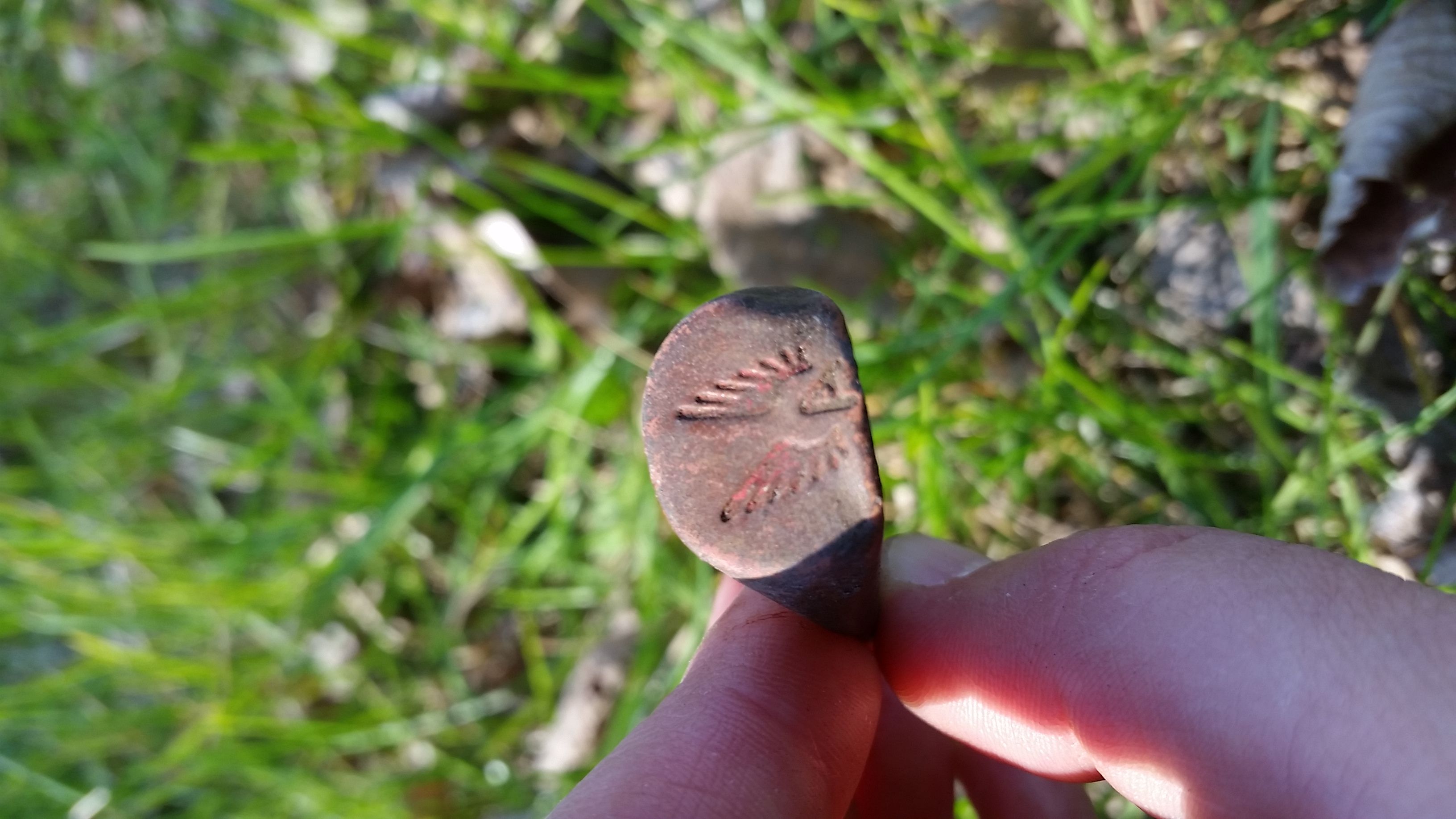 "Victory Red" Elizabeth Arden lipstick lid from the 1940's. Found on May 17th, 2020.