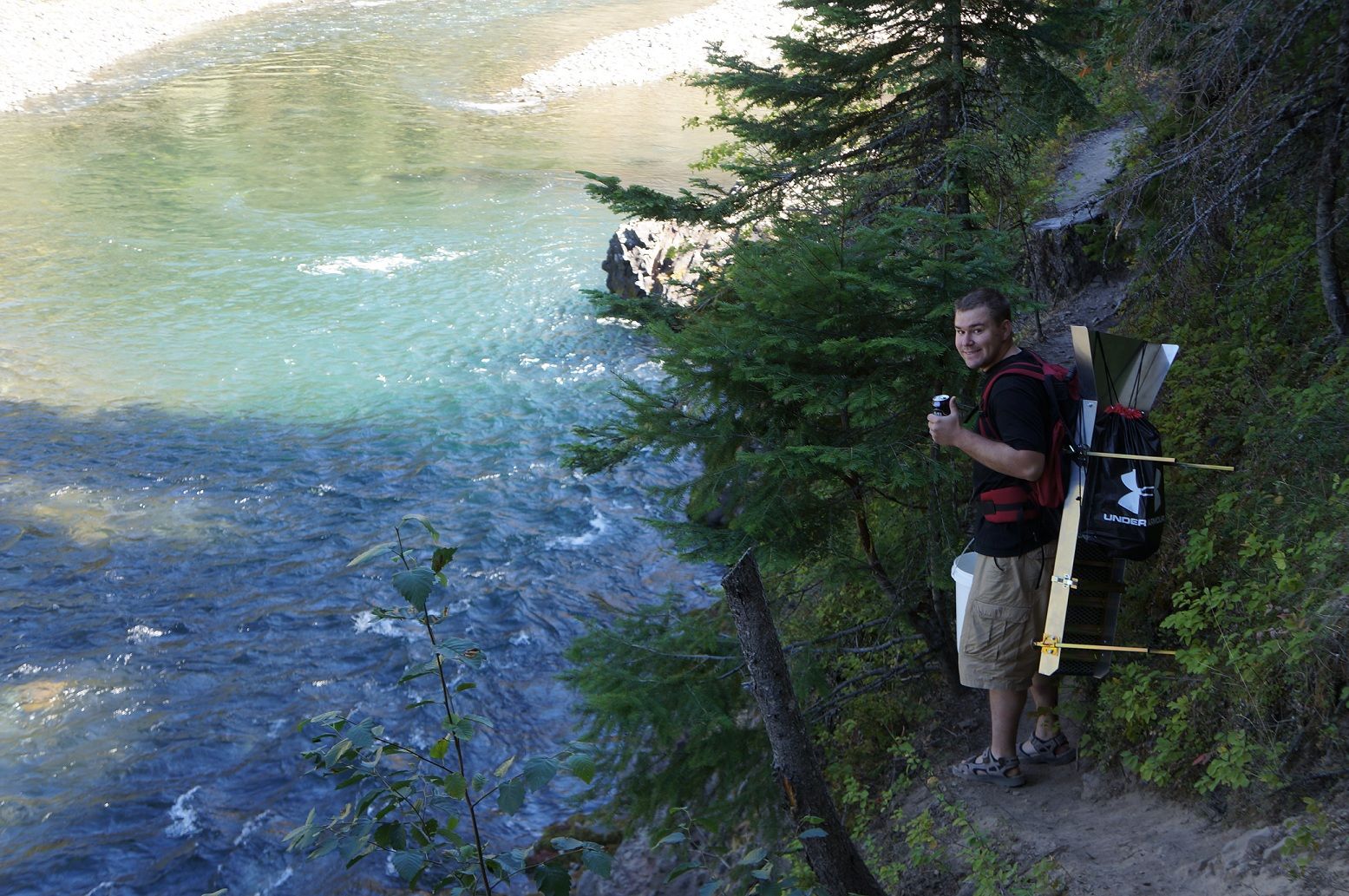 Went off on a hike looking for better material, now I remember why I went for the smaller sluice box!